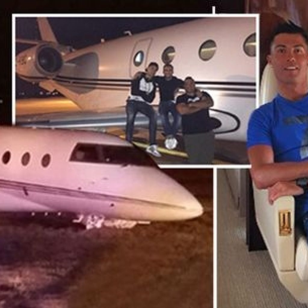 Cristiano Ronaldo's plane CRASHES in Barcelona after landing gear breaks on impact with runway