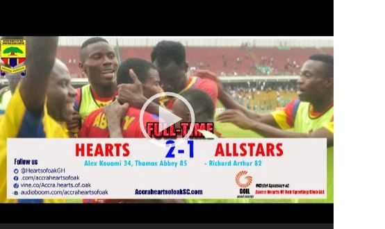 VIDEO: Watch Goals As Hearts Beat Wa All Stars 2-1