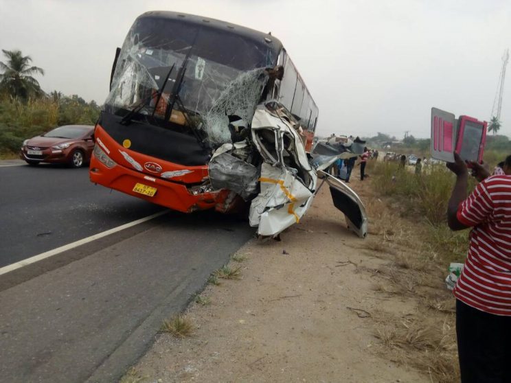 Two dead as VVIP bus crashes into Toyota Hiace at Okanta