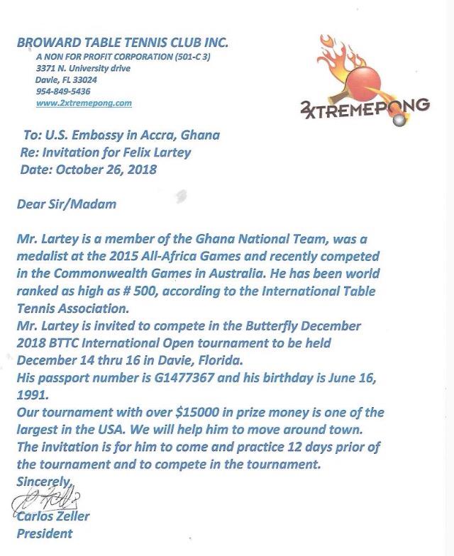 letter ghana invitation participate Ghanaian to tennis BTTC in player