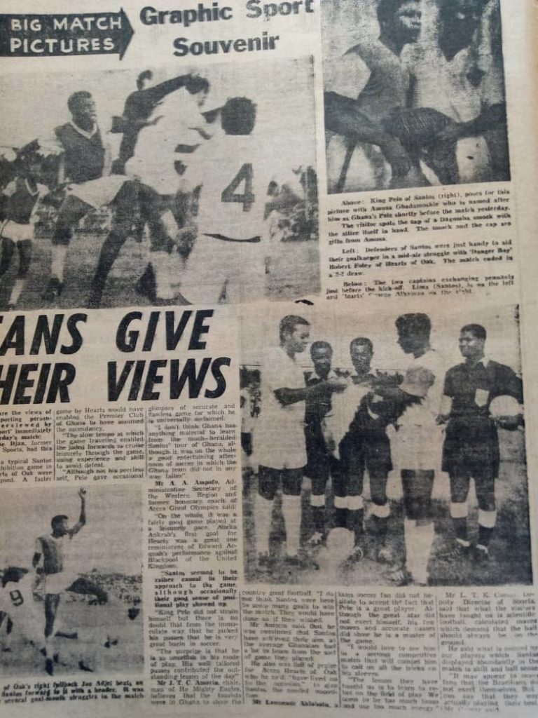 Today In Sports History: Hearts of Oak,  Pele-led Santos FC draw 2-2 international friendly