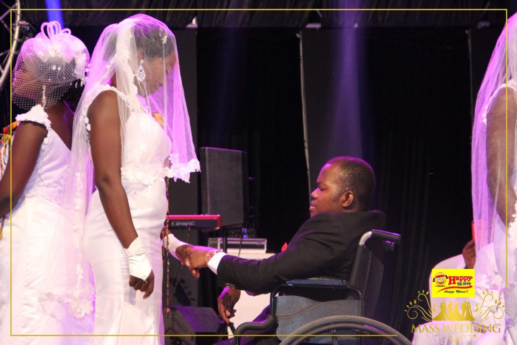 Happy FM Mass wedding joins disabled  and his girlfriend in holy matrimony