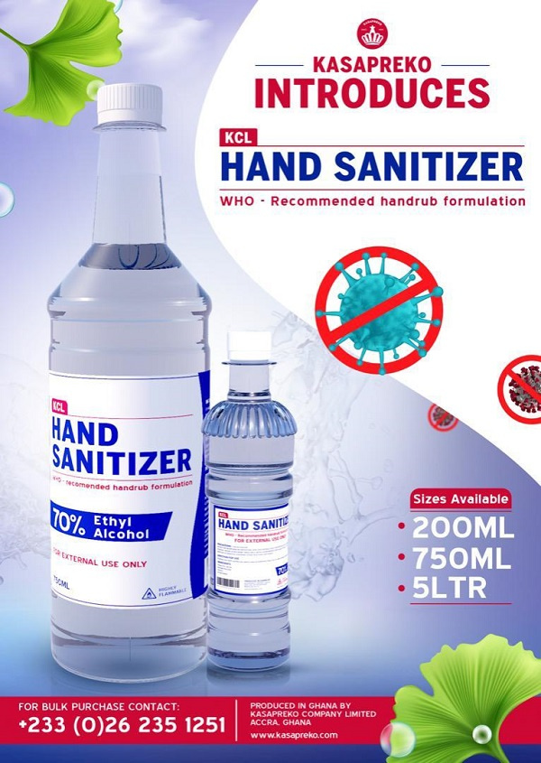 Coronavirus Outbreak: Kasapreko Company Ltd. Introduces hand sanitizers to the market