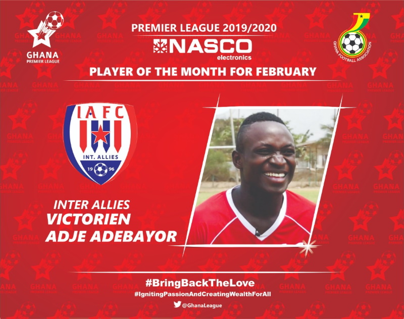 2019/20 GPL: Adebayor is February Nasco Player of the Month