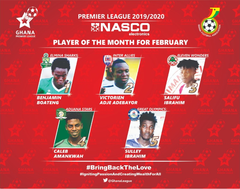 2019/20 GPL: February NASCO Player of the month nominees