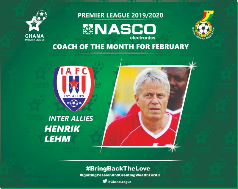 2019/20 GPL: Henrik Lehm wins February NASCO Coach of the Month Award