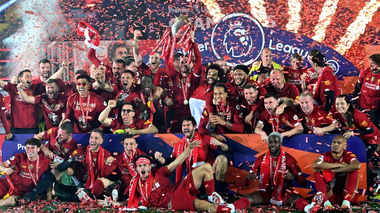 Liverpool lift Premier League trophy