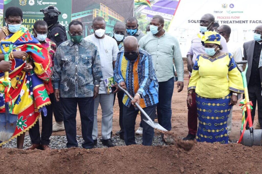 Prez Nana Addo cuts sod for €15m Waste Treatment Plant in Bono East