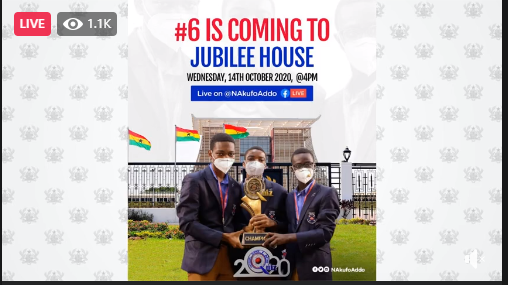 Watch Live: Prez Nana Addo hosts winners of NSMQ 2020 at Jubilee