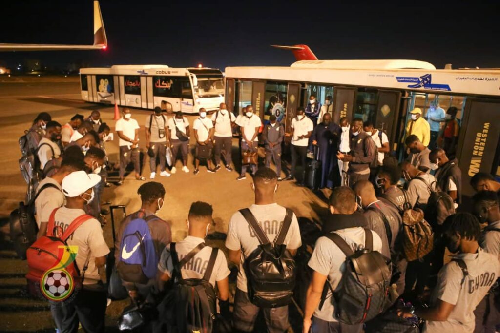 PICTURES: Ghana’s contingent arrive in Sudan ahead of Tuesday clash