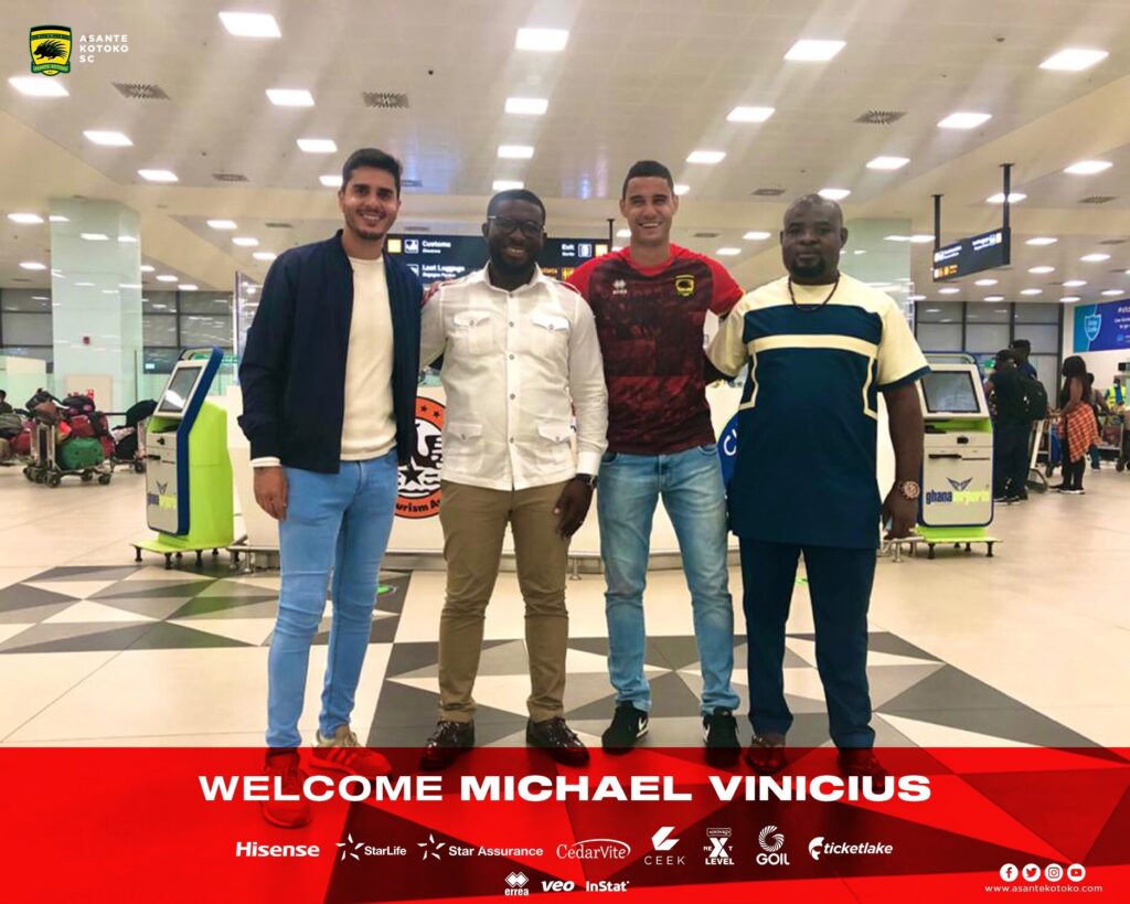 Michael Vinicius arrives in Ghana to begin Asante Kotoko career