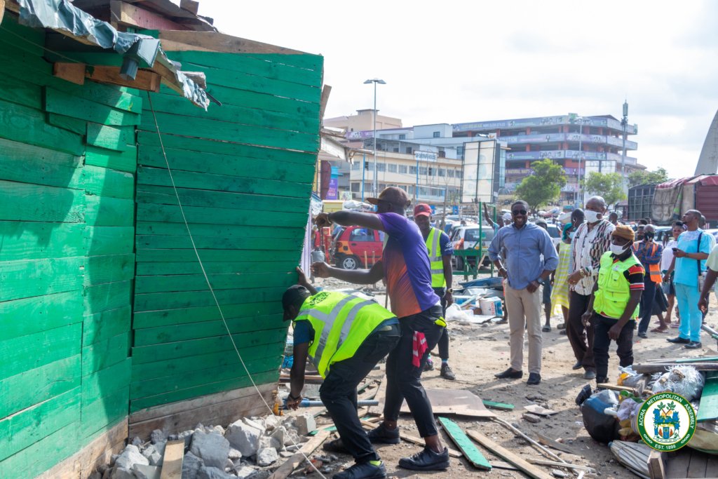 AMA demolishes illegal structures, containers at Rawlings Park