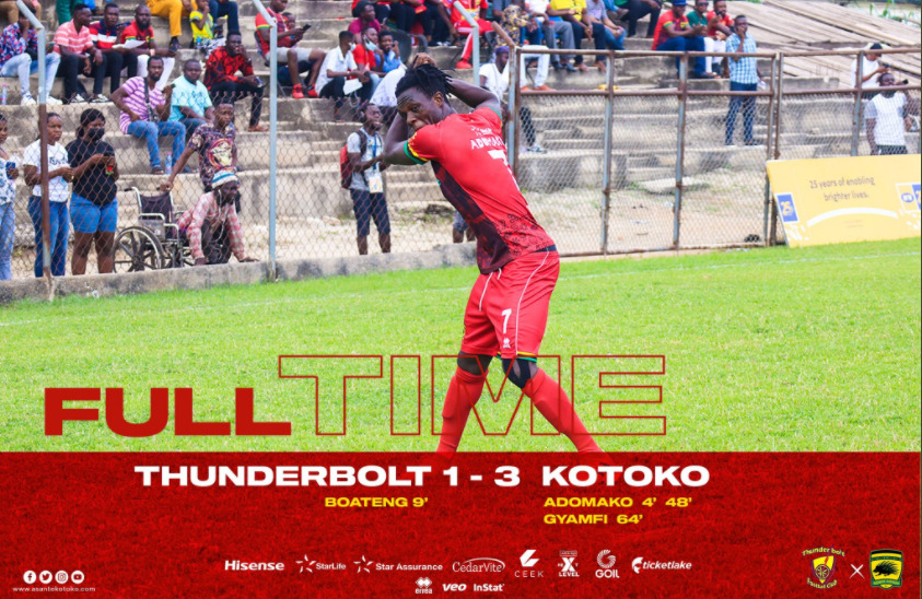 MTN FA Cup: Asante Kotoko beat Thunderbolt FC 3-1 to qualify for Round of 16