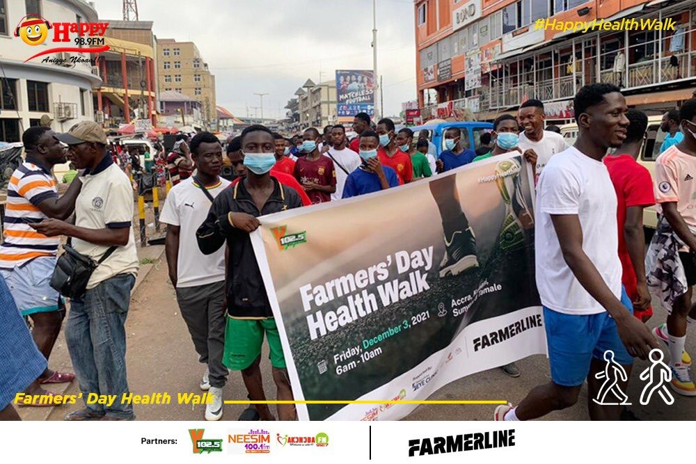 HappyFM-Farmerline celebrate Farmers’ Day with health walk and screening