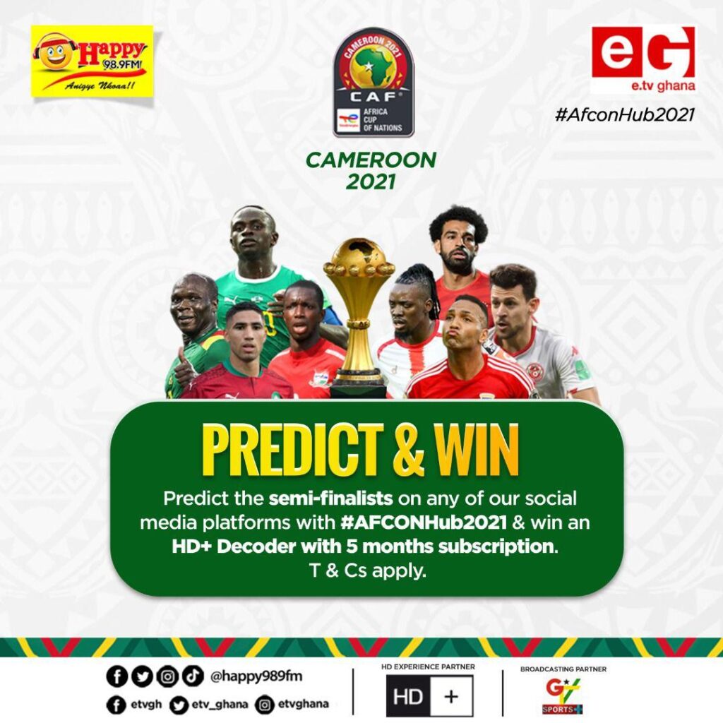 HD+, e TV Ghana-Happy FM to reward fans with predict and win promo in ongoing 2021 AFCON