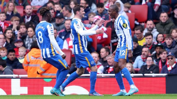 Arsenal suffer shock home defeat to Brighton to dent Champions League hopes