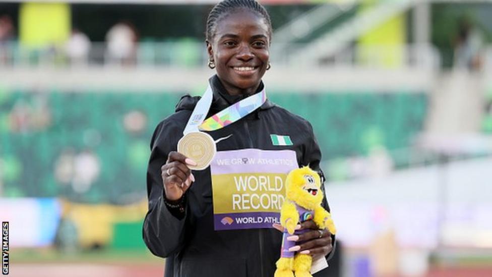 Nigeria’s Tobi Amusan breaks 100m hurdles world record with time of 12.12 seconds