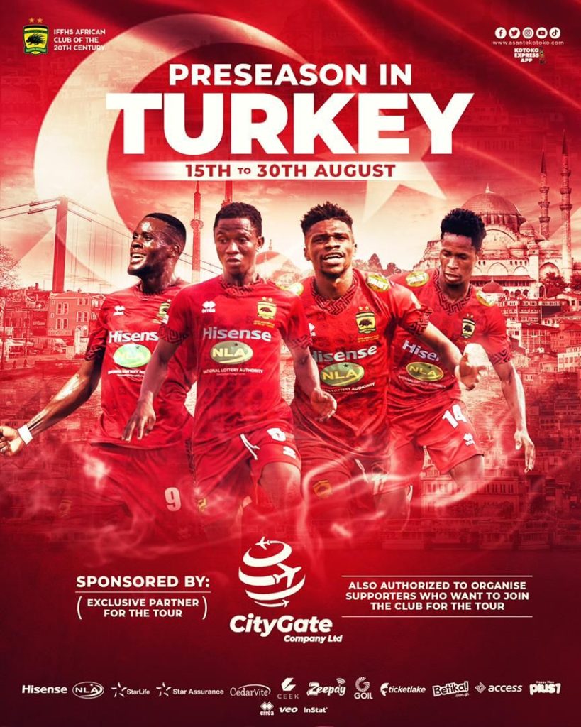 Asante Kotoko to embark on a preseason tour in Turkey