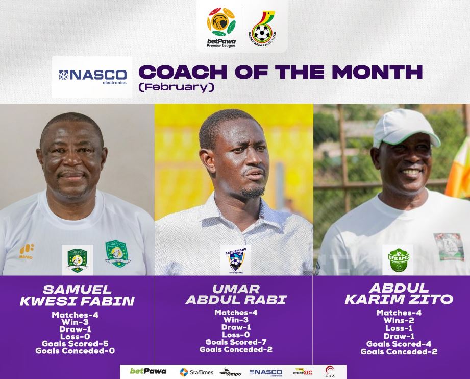 GPL: Nominees for NASCO Coach of the Month for February