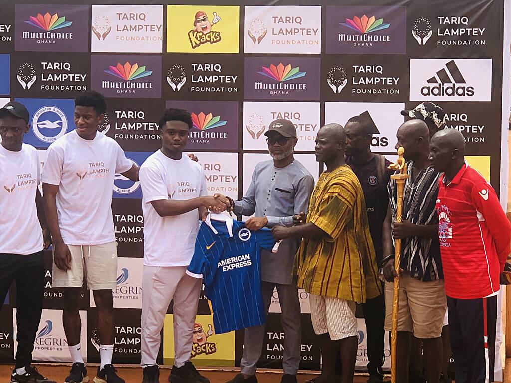 Tariq Lamptey Foundation donates football kits, other equipment to the Asamankese Community