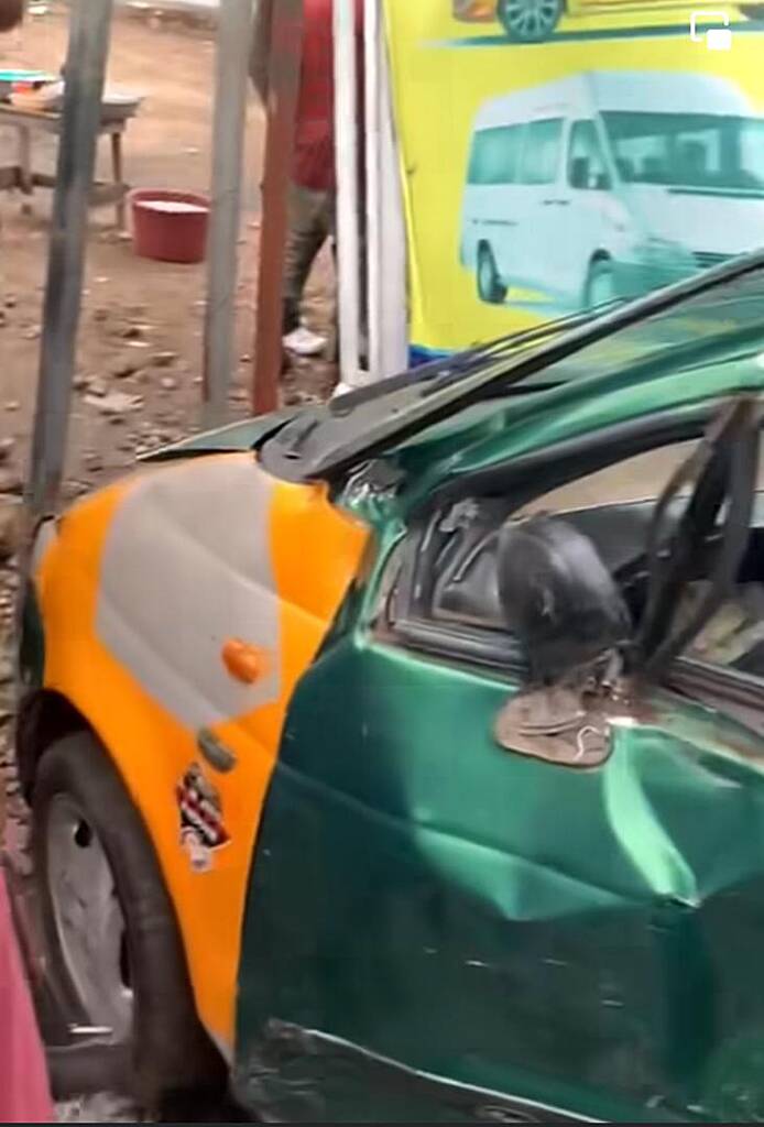 Taxi smashed by train at Alajo