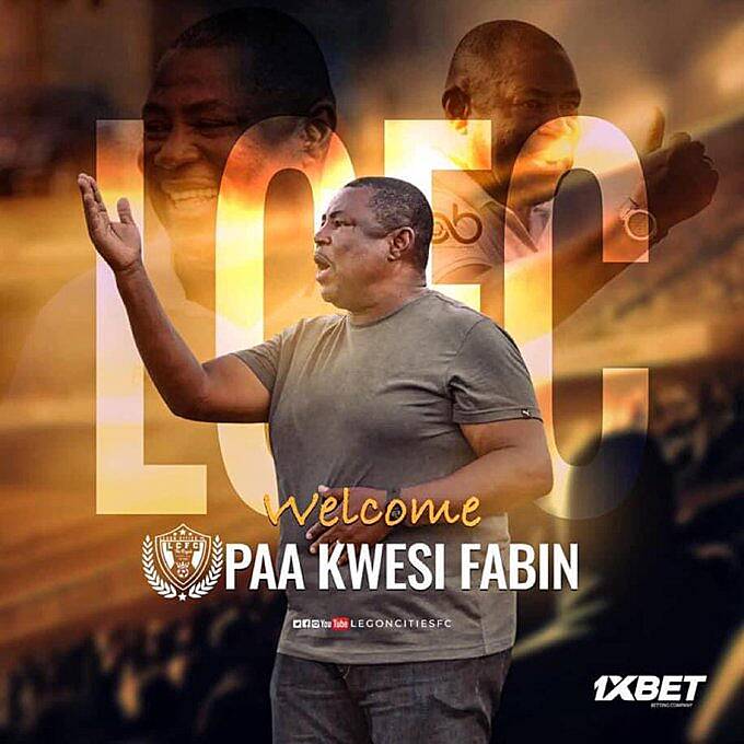 #Transferfilla: Paa Kwesi Fabin appointed as new head coach of GPL outfit Legon Cities