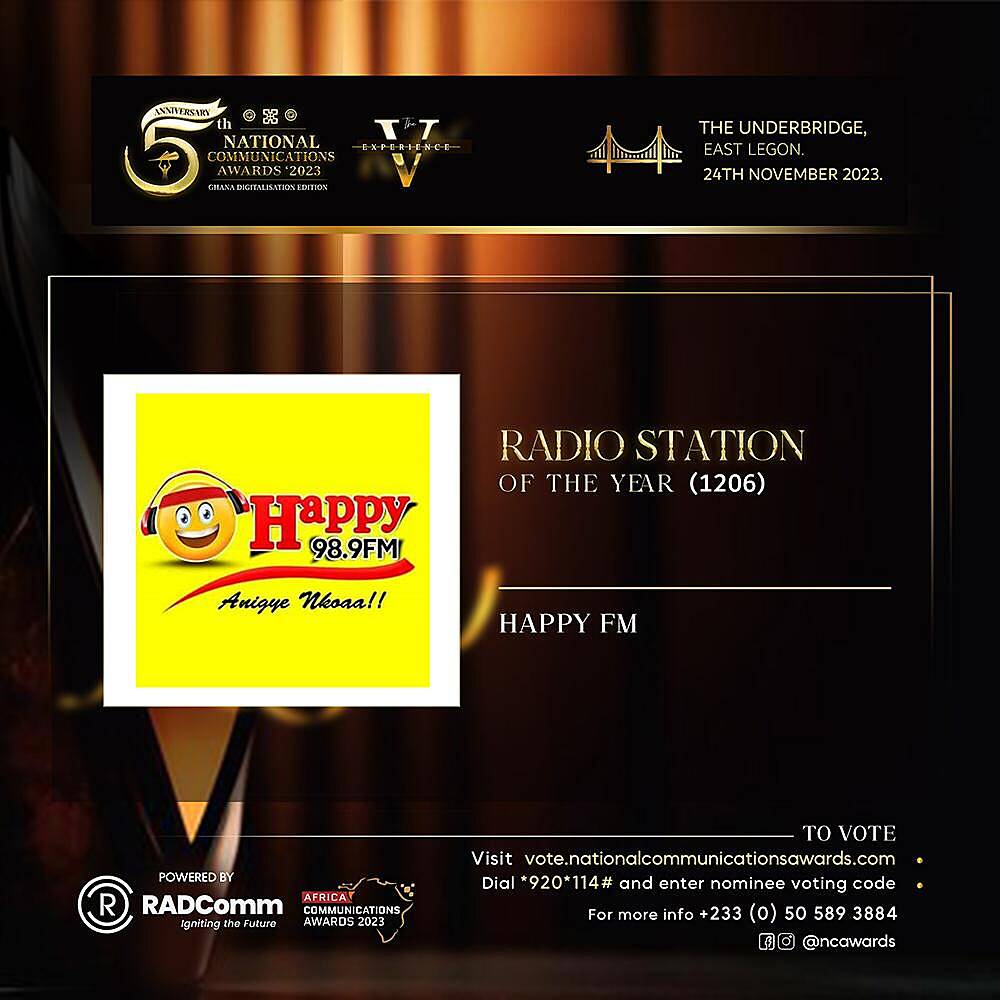 HappyFM receives Radio Station of the Year and five other nominations for National Communication Awards