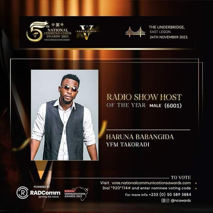 Y97.9FM’s Haruna Babangida receives Radio Show Host of the Year nomination