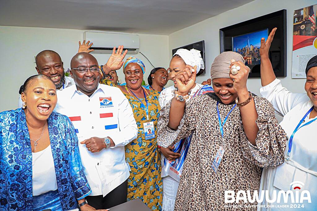 [Video] NPP Decides: Vice President Dr. Bawumia and supporters chant victory at Bawumia's campaign office as early results favour his candidacy