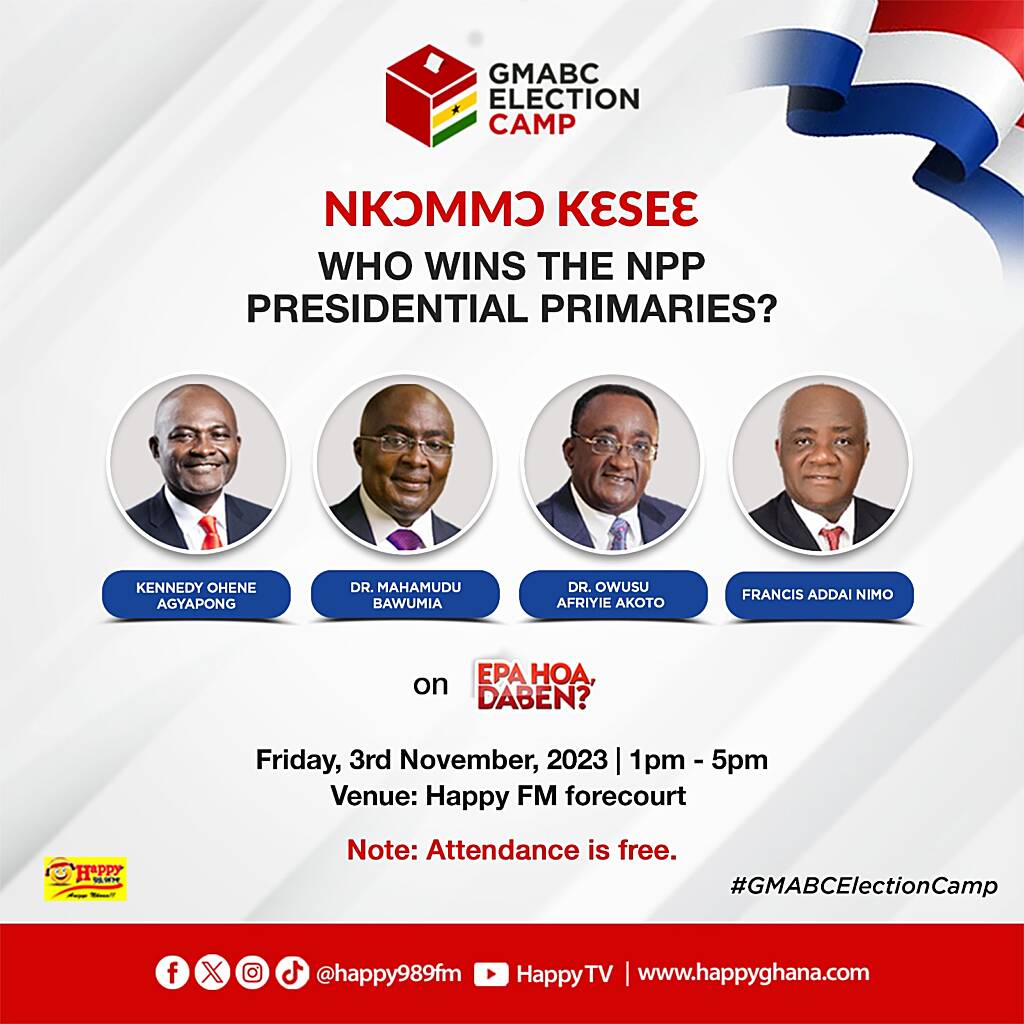 NPP Decides: Happy 98.9 FM’s “Nk)mm) k3se3” streaming live ahead of Nov. 4 elections