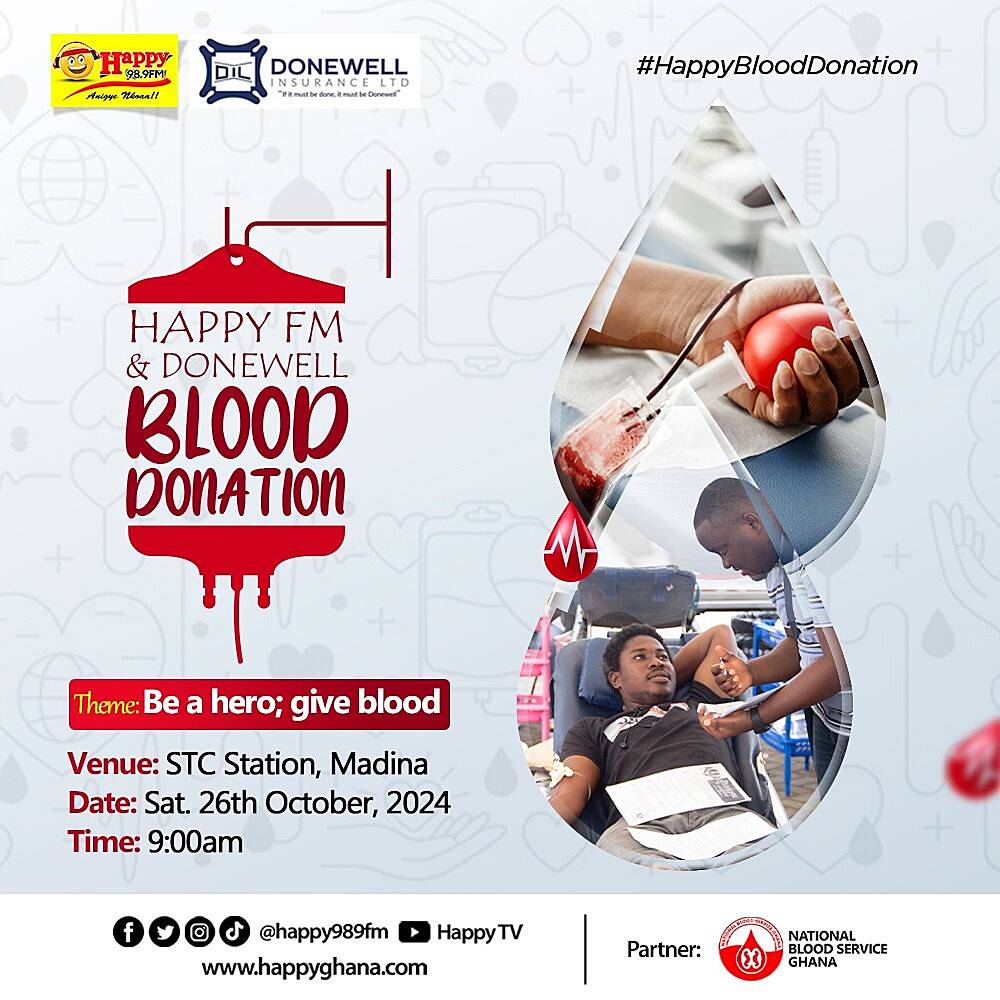 Happy FM/Donewell Blood Donation drive slated for October 26, 2024