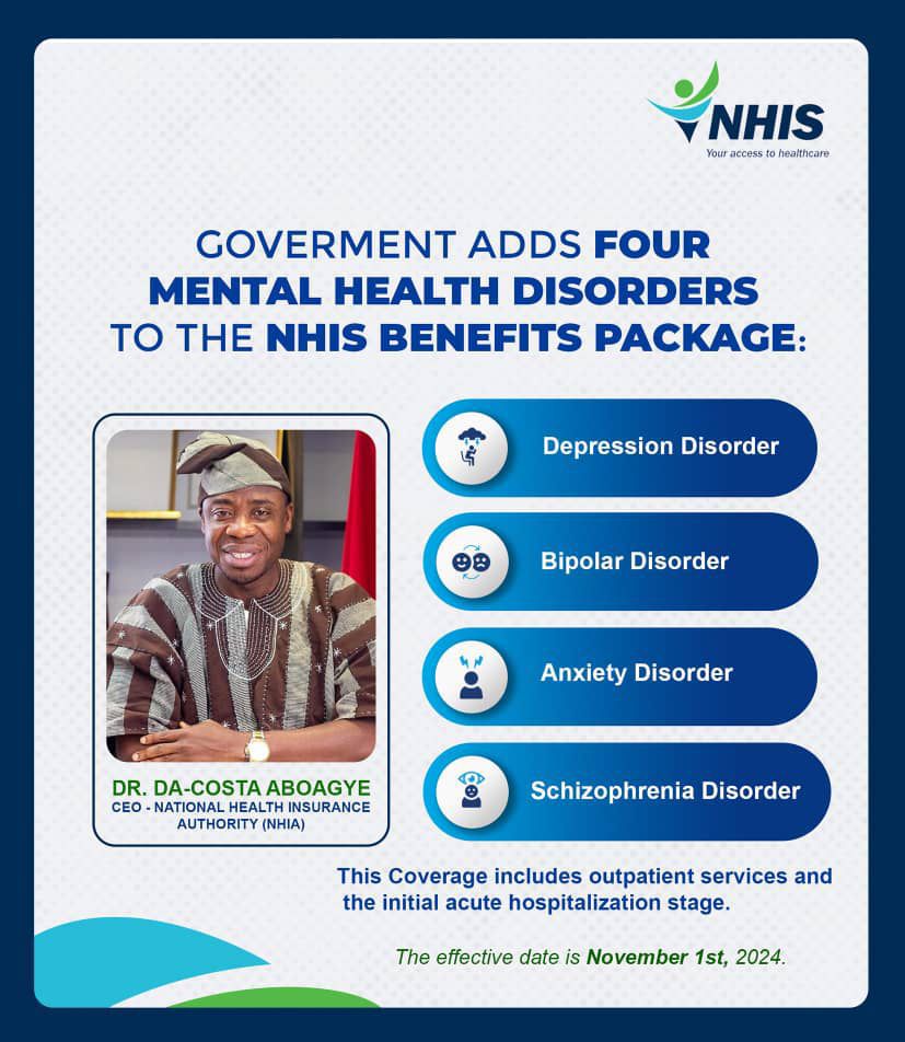 Government adds four Mental Health disorders to NHIS benefit package