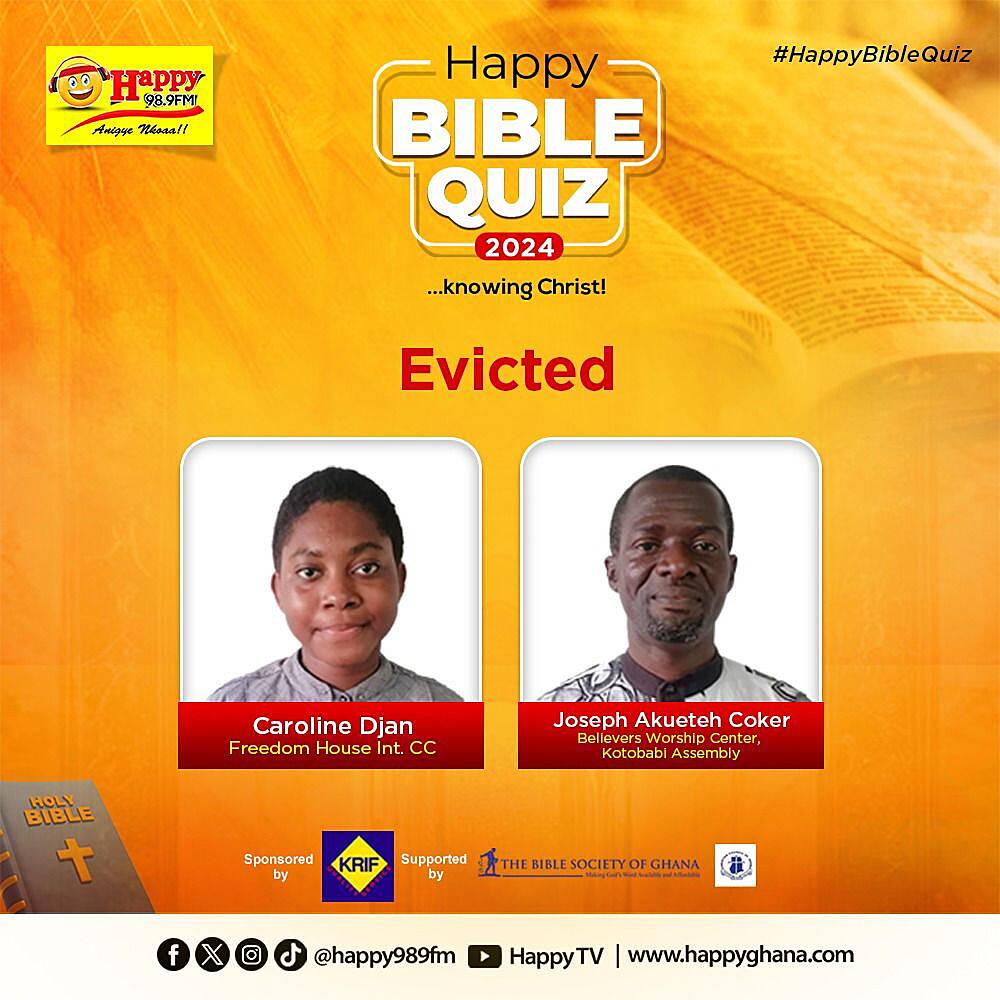 Mary Frimpong and Emmanuel Oduro bow out of Happy Bible Quiz at quarter-finals stage