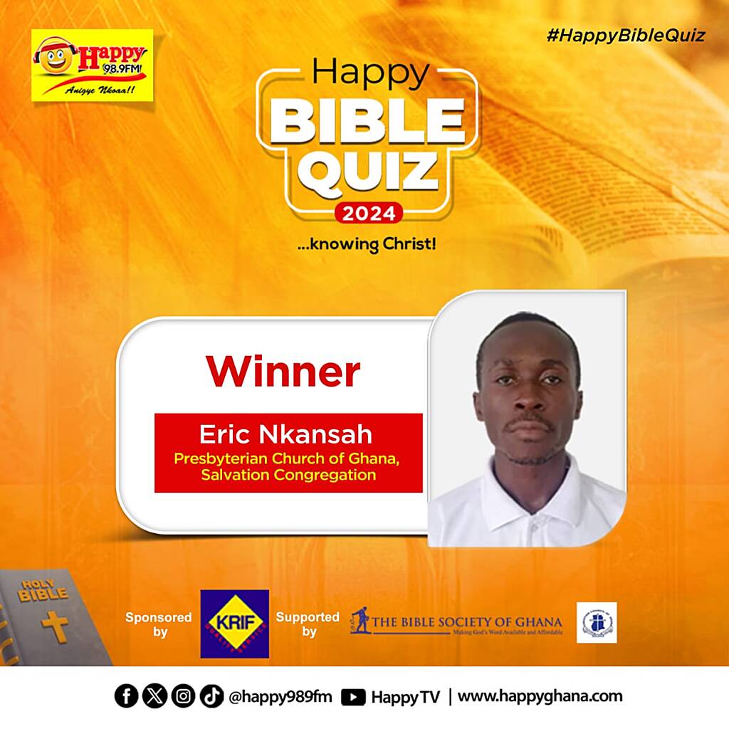 Eric Nkansah wins 2024 Happy Bible Quiz Competition