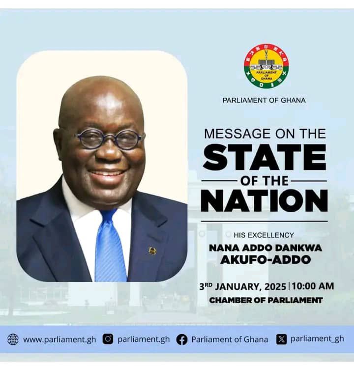 President Akufo-Addo set to deliver final State of the Nation Address tomorrow