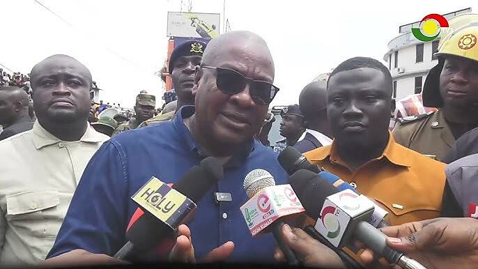 Mahama visits Adum Market after devastating Fire, pledges support for victims